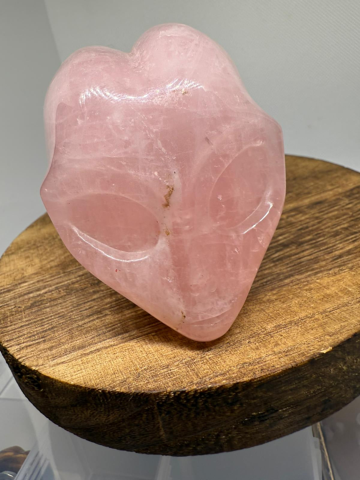 Rose quartz alien head