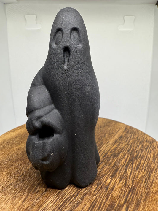 Black obsidian ghost with pumpkin