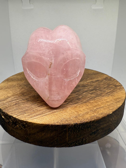 Rose quartz alien head