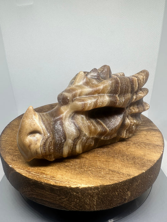 Chocolate calcite dragon head