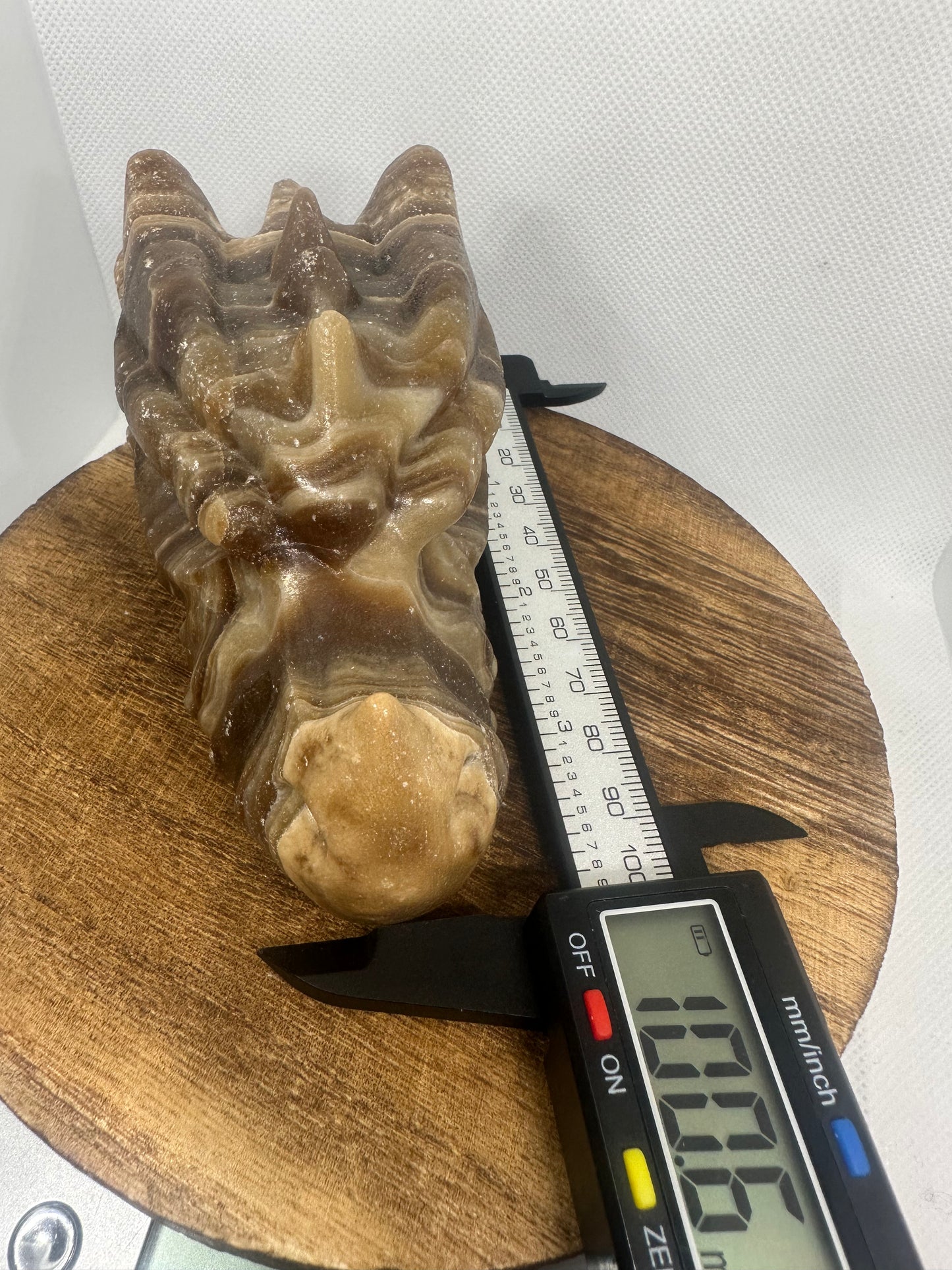 Chocolate calcite dragon head