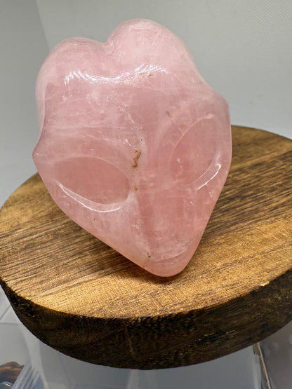 Rose quartz alien head