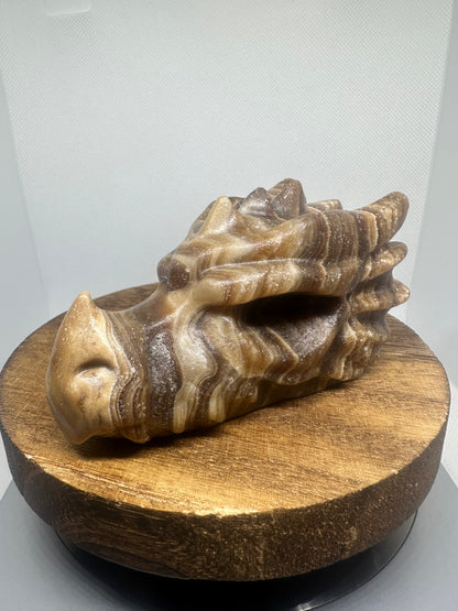 Chocolate calcite dragon head