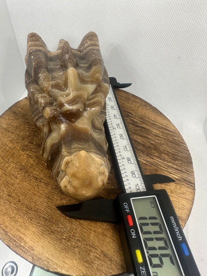 Chocolate calcite dragon head
